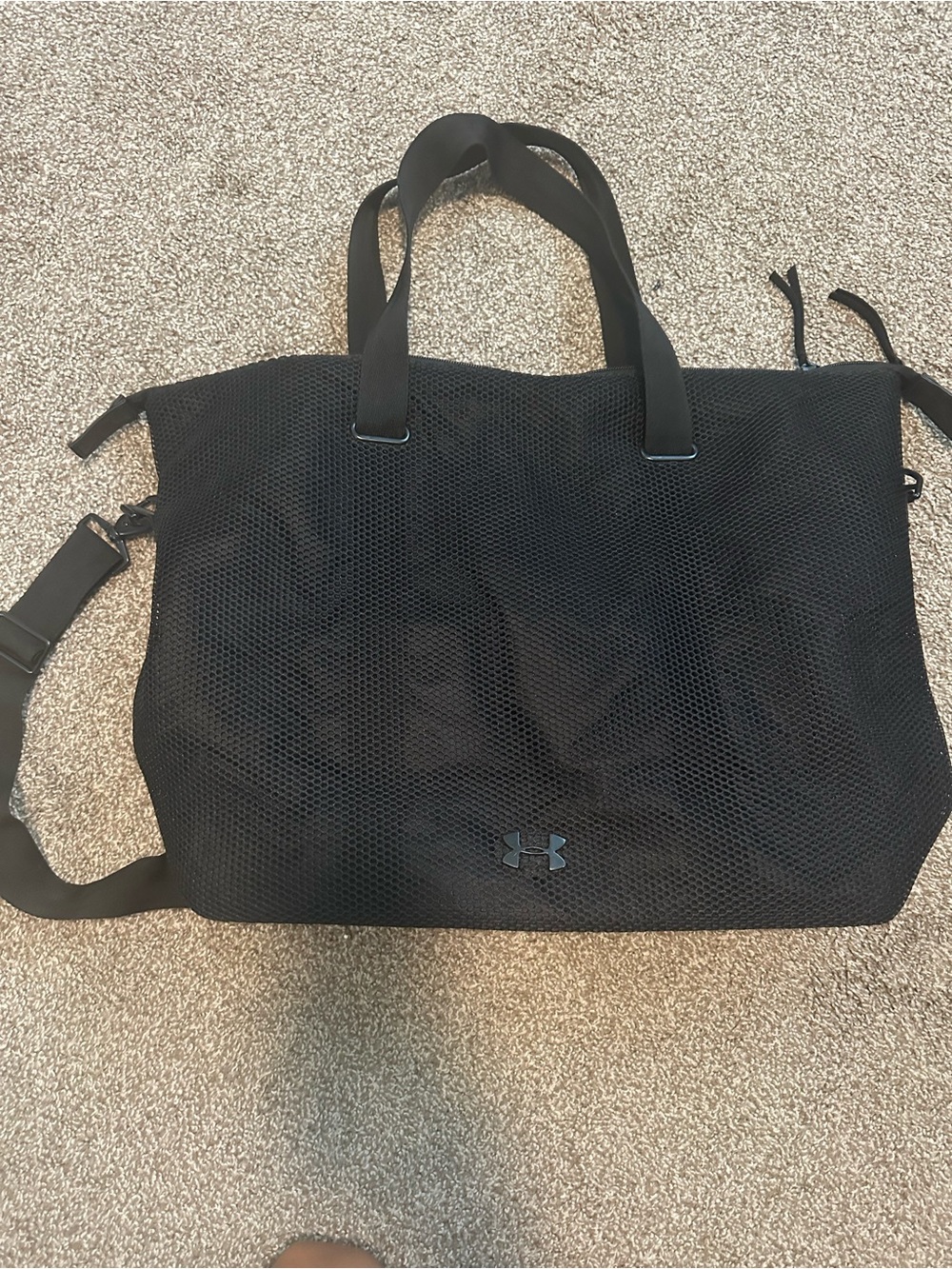 Under Armour Black Mesh Gym Tote Shoulder Crossbody Bag
